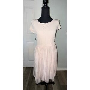Lovefire Pink Star Tulle Dress Women's Size L/G Short Sleeve